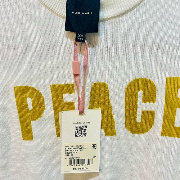 NWT Alex Marie Peace White Sweater - Picture 2 of 8